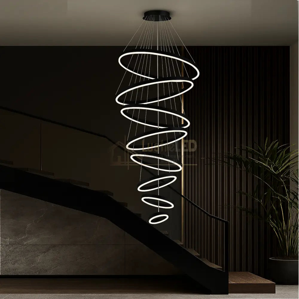Lustra LED WONDERLAND Luxury Black 8 Segmente Echivalent 3000W lustreled.ro