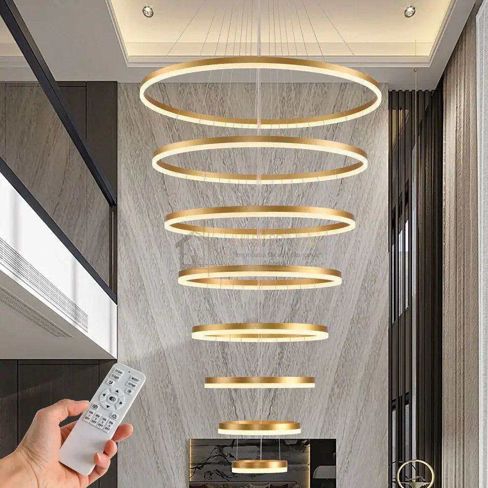 Lustra Led Wonderland Luxury Gold 8 Segmente Echivalent 3000W Telecomanda Chandeliers