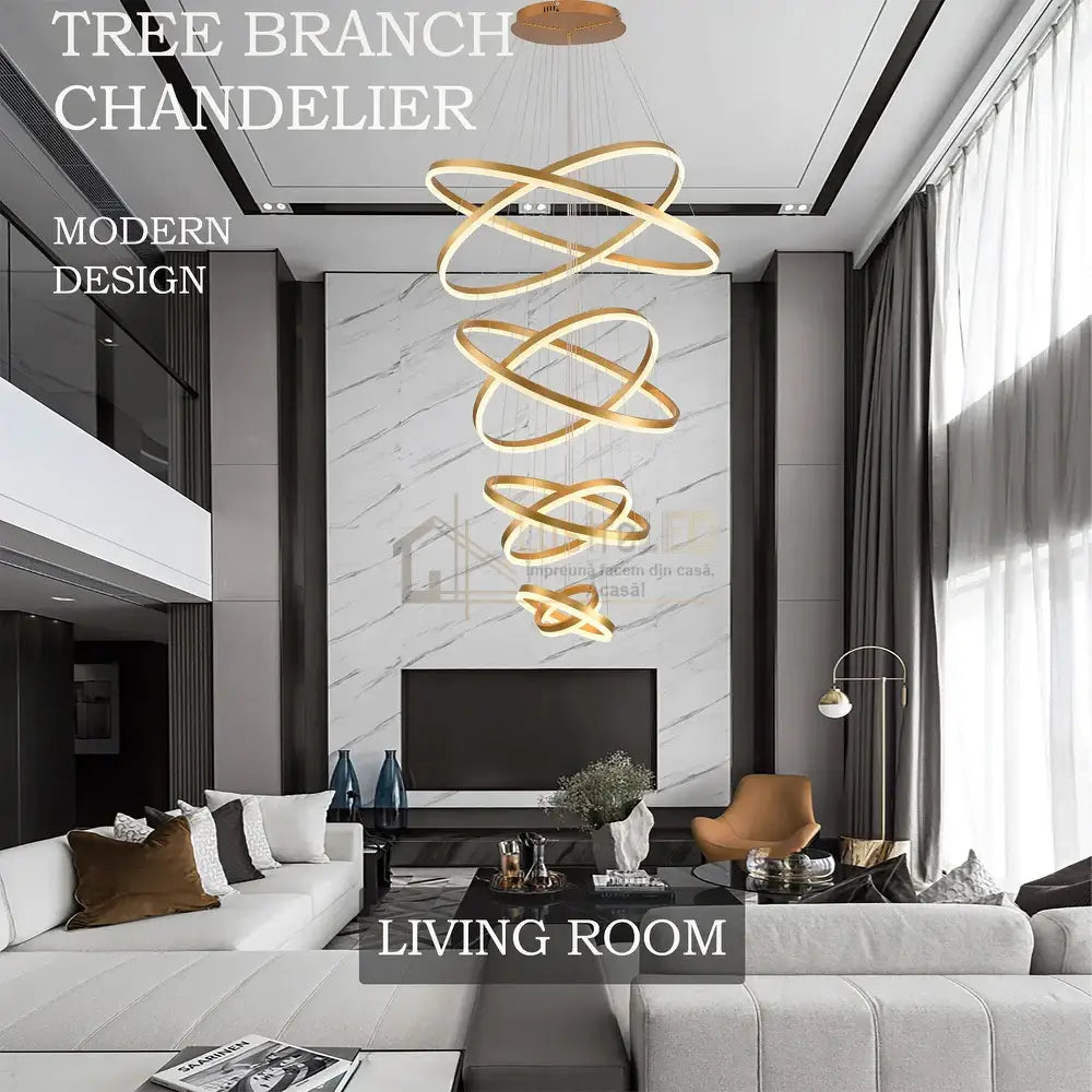 Lustra Led Wonderland Luxury Gold 8 Segmente Echivalent 3000W Telecomanda Chandeliers
