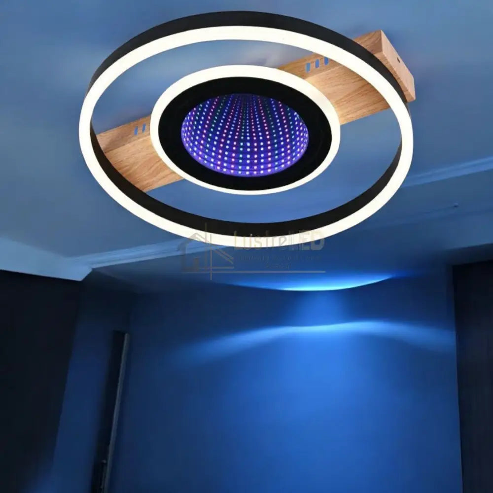 Lustra Led Woody Touch Circle 3D Rgb Telecomanda Echivalent 500W Lighting Fixtures