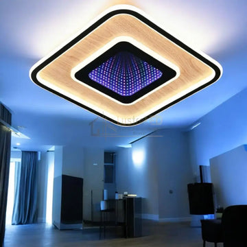 Lustra LED Woody Touch Square 3D RGB Telecomanda Echivalent 500W