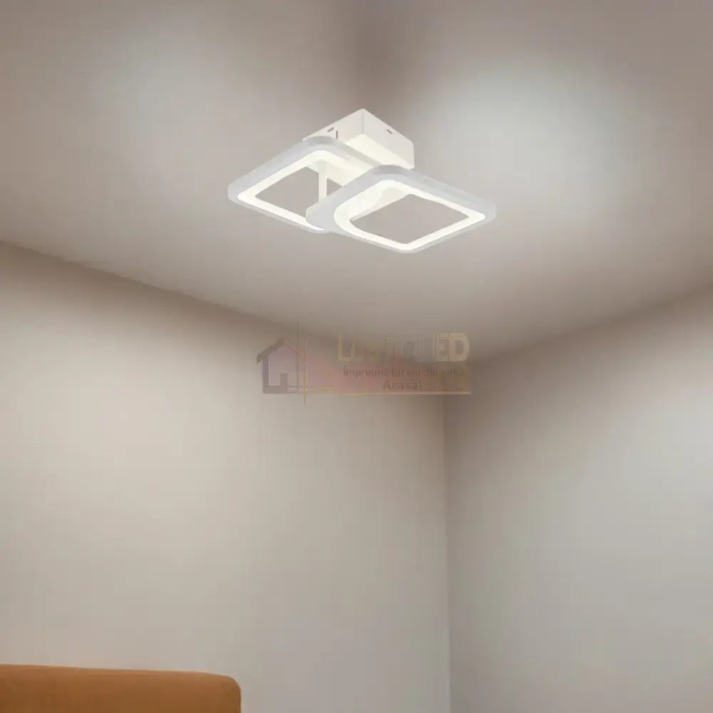 Lustra Led Yanna Square Alb Echivalent 120W Telecomanda Lighting Fixtures