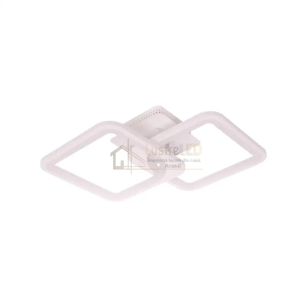 Lustra Led 1 + 1 Square Design Alb Echivalent 300W Telecomanda Lighting Fixtures