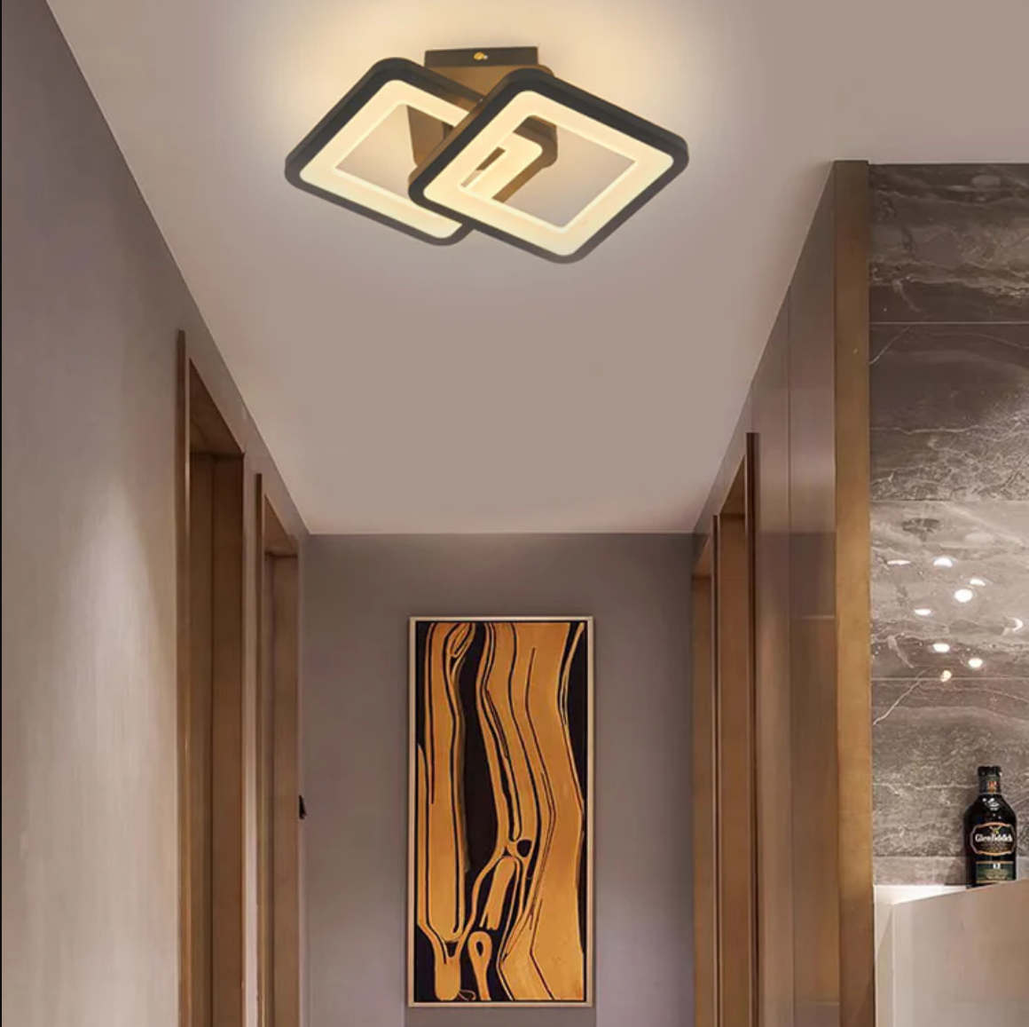 Lustra LED Yanna Square Negru Echivalent 120W Telecomanda