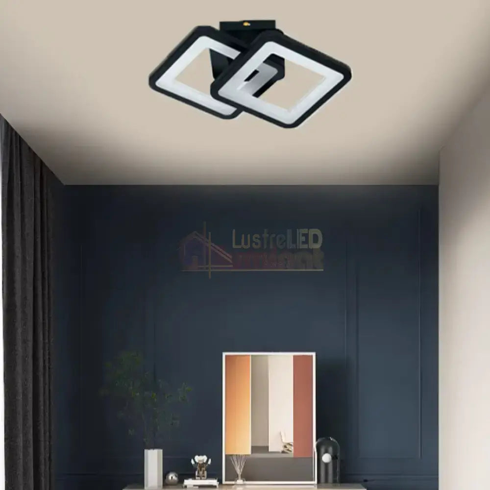 Lustra Led Yanna Square Negru Echivalent 120W Telecomanda Lighting Fixtures