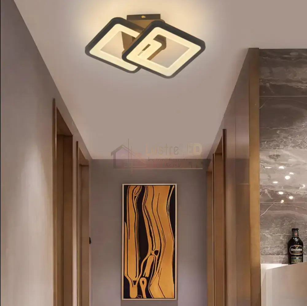 Lustra Led Yanna Square Negru Echivalent 120W Telecomanda Lighting Fixtures