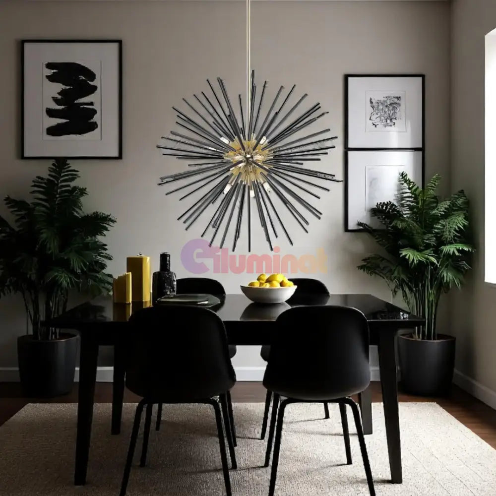 Lustra LED Black + Gold Serico NEGRU + AURIU / MINIMALIST DESIGN Lighting Fixtures