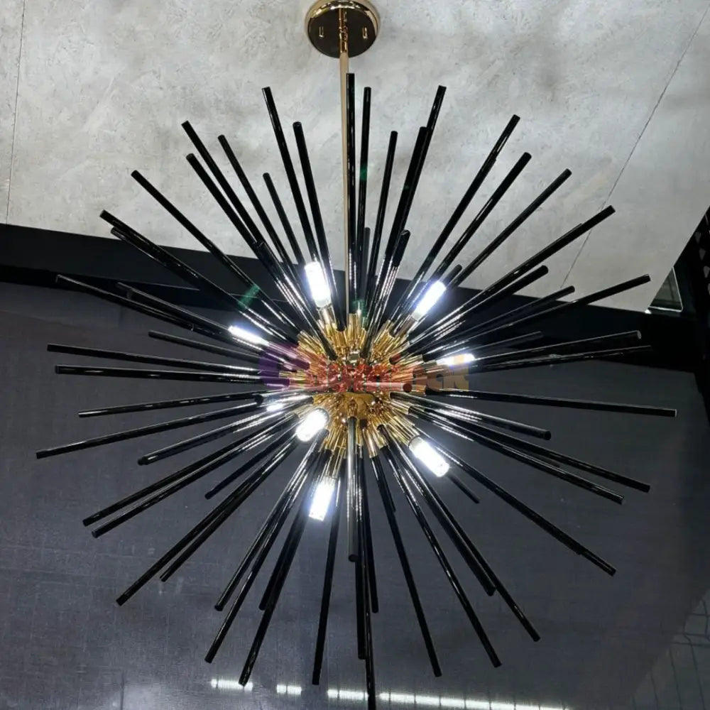 Lustra LED Black + Gold Serico NEGRU + AURIU / MINIMALIST DESIGN Lighting Fixtures