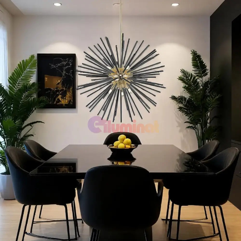 Lustra LED Black + Gold Serico NEGRU + AURIU / MINIMALIST DESIGN Lighting Fixtures