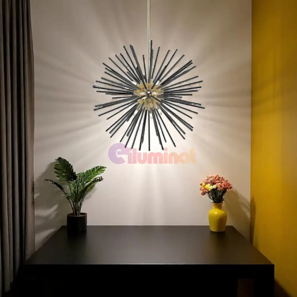 Lustra LED Black + Gold Serico NEGRU + AURIU / MINIMALIST DESIGN Lighting Fixtures