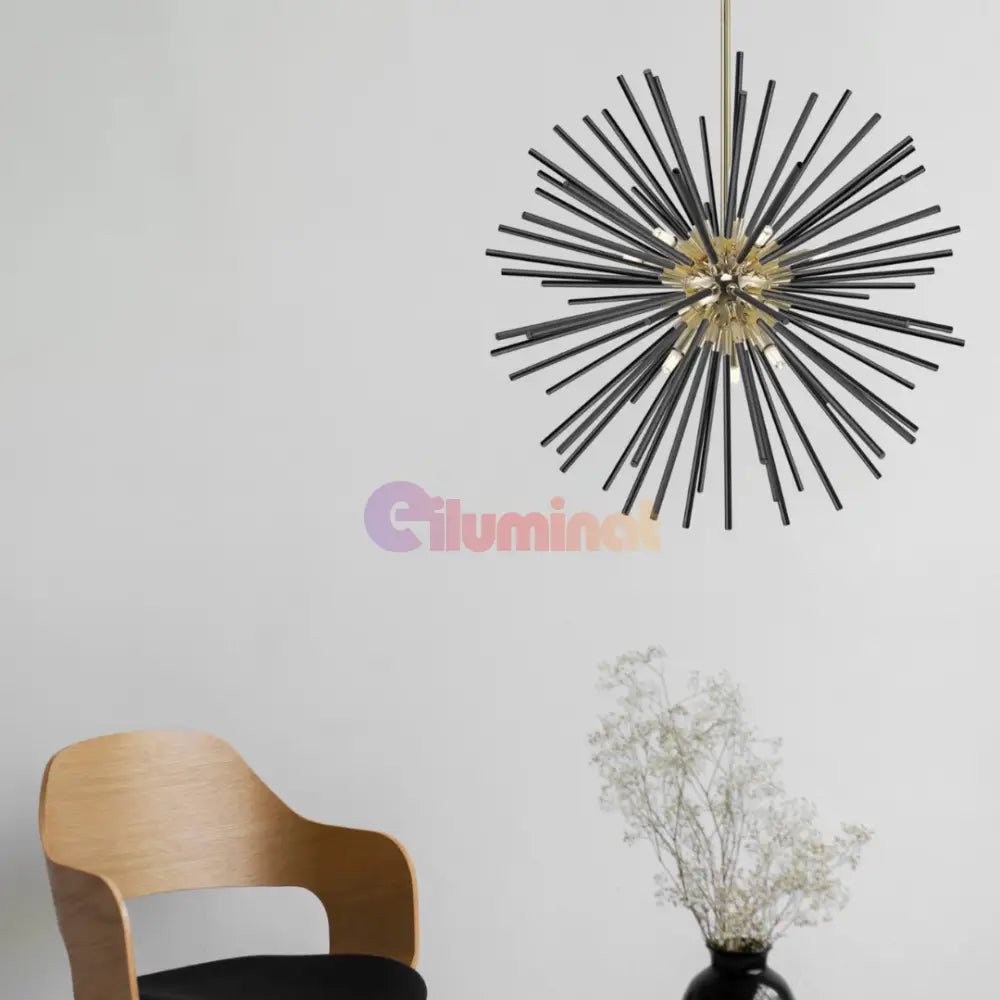 Lustra LED Black + Gold Serico NEGRU + AURIU / MINIMALIST DESIGN Lighting Fixtures