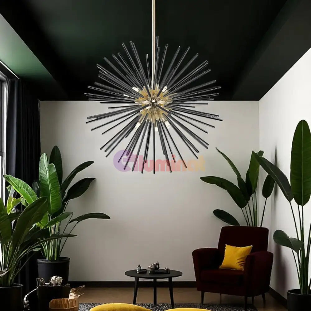 Lustra LED Black + Gold Serico NEGRU + AURIU / MINIMALIST DESIGN Lighting Fixtures