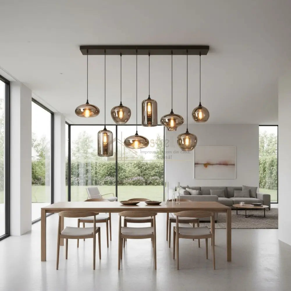 Lustra Maxi VERA Black Abajur Fumuriu 8xE27 Lighting Fixtures