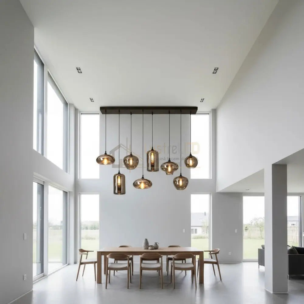 Lustra Maxi VERA Black Abajur Fumuriu 8xE27 Lighting Fixtures