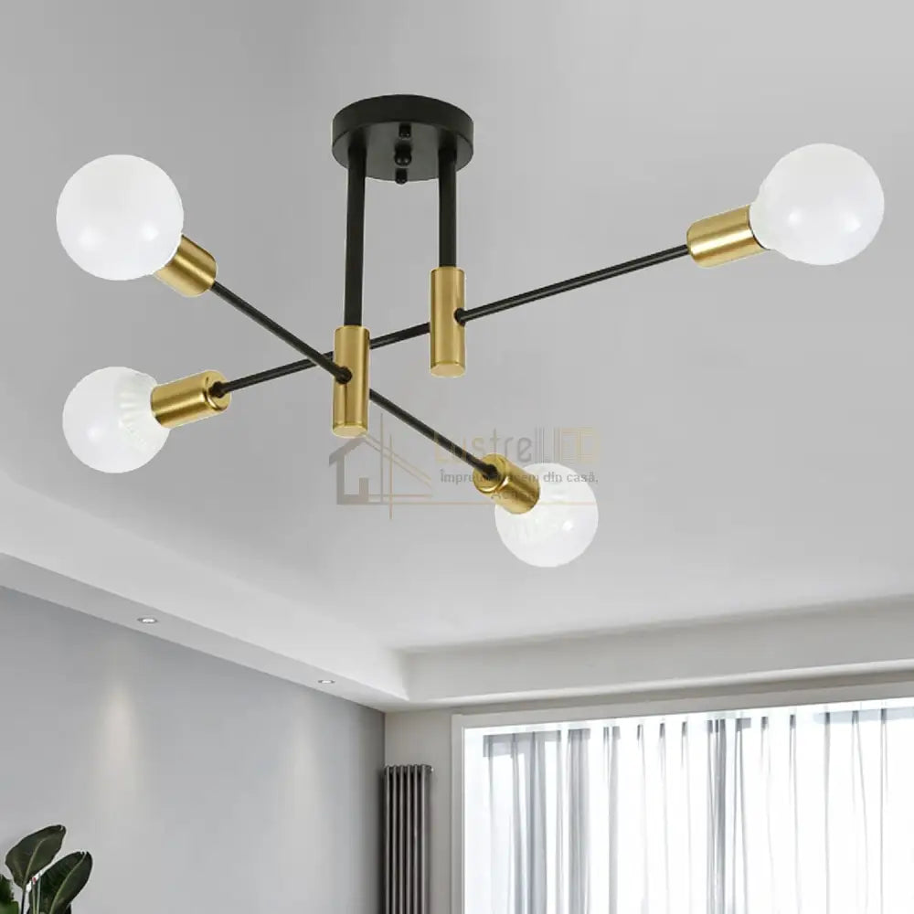 Lustra Minimalist Design 4Xe27 Black + Gold 6038/4 Lighting Fixtures