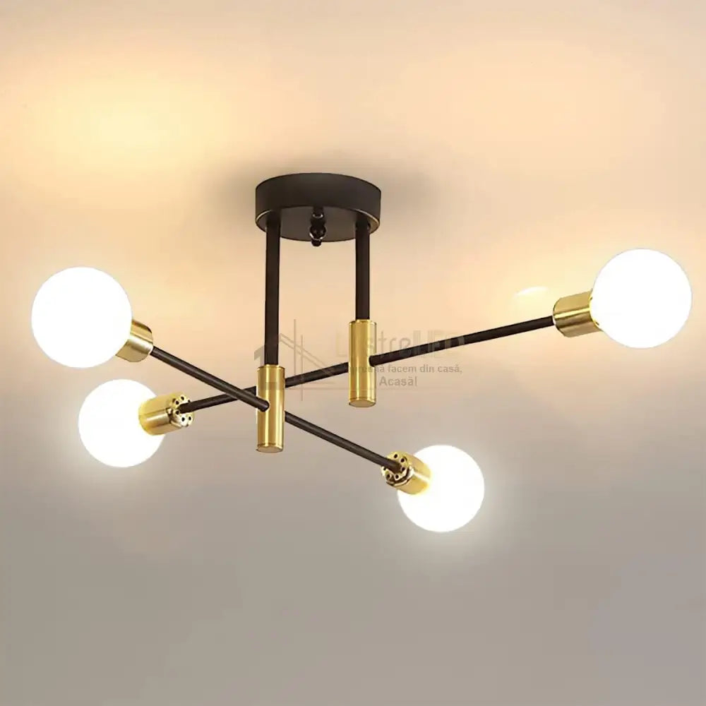 Lustra Minimalist Design 4Xe27 Black + Gold 6038/4 Lighting Fixtures