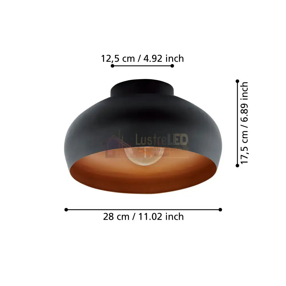 Lustra MOGANO 2 Black & Gold Eglo 28CM Lighting Fixtures