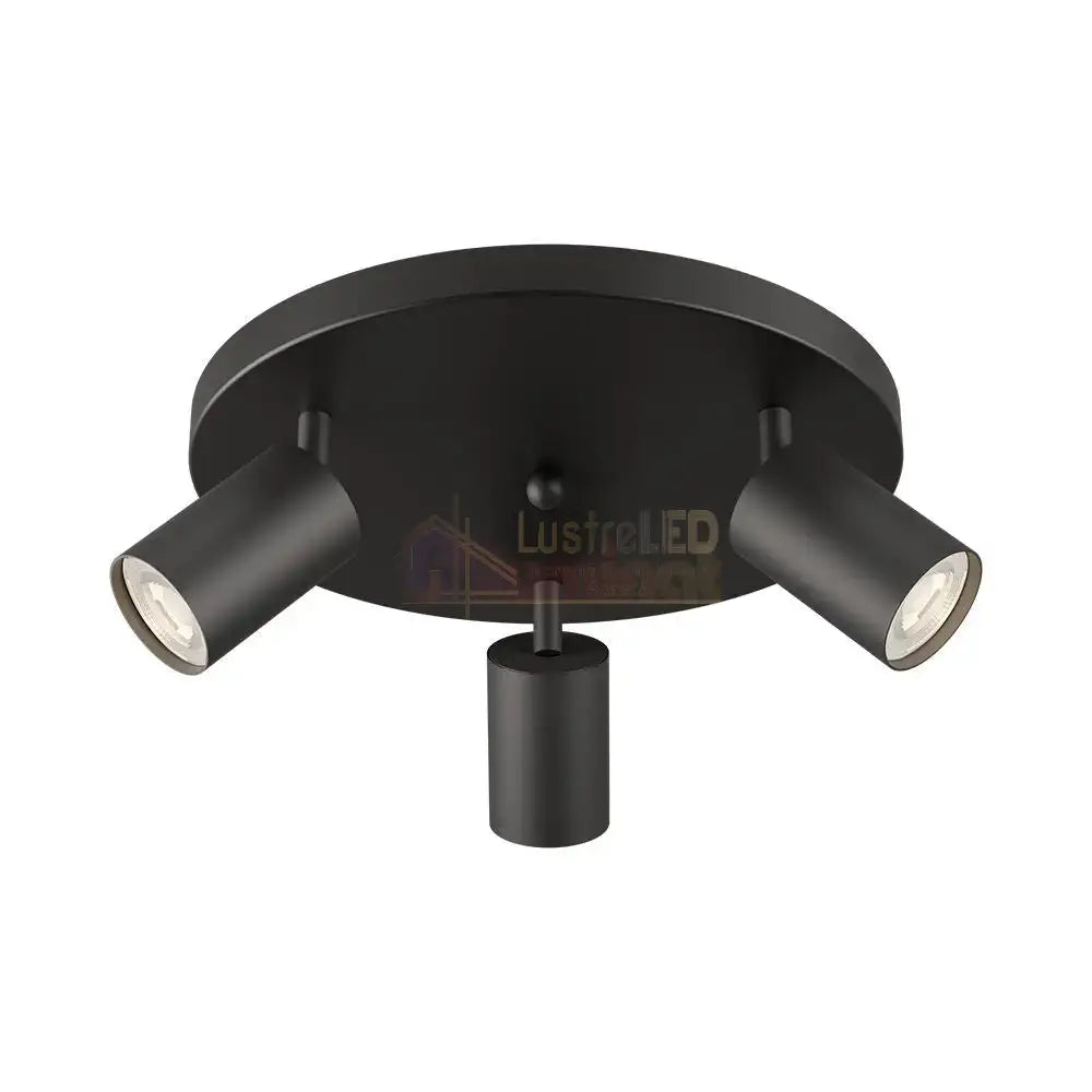 Lustra Neagra cu 3 Spoturi Reglabile Suport Rotund 3xGU10 Lighting Fixtures