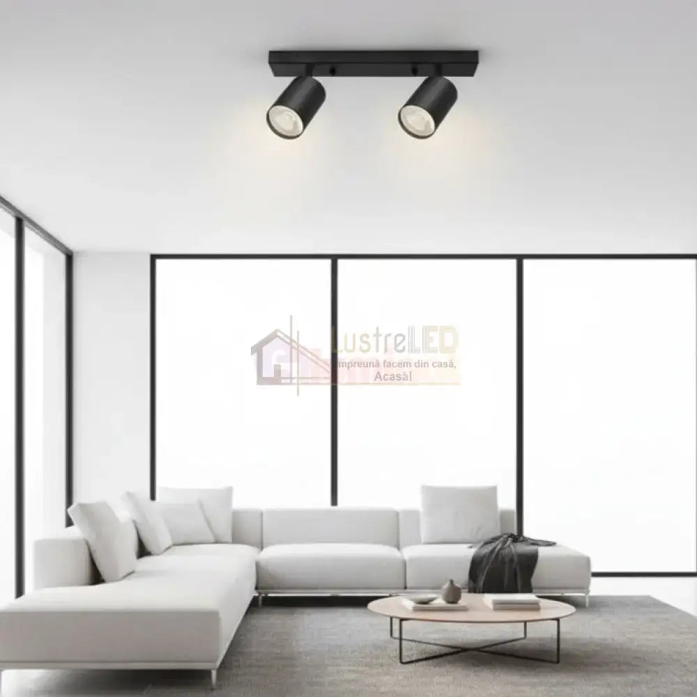 Lustra Neagra Liniara cu 2 Spoturi Reglabile 2xGU10 Lighting Fixtures