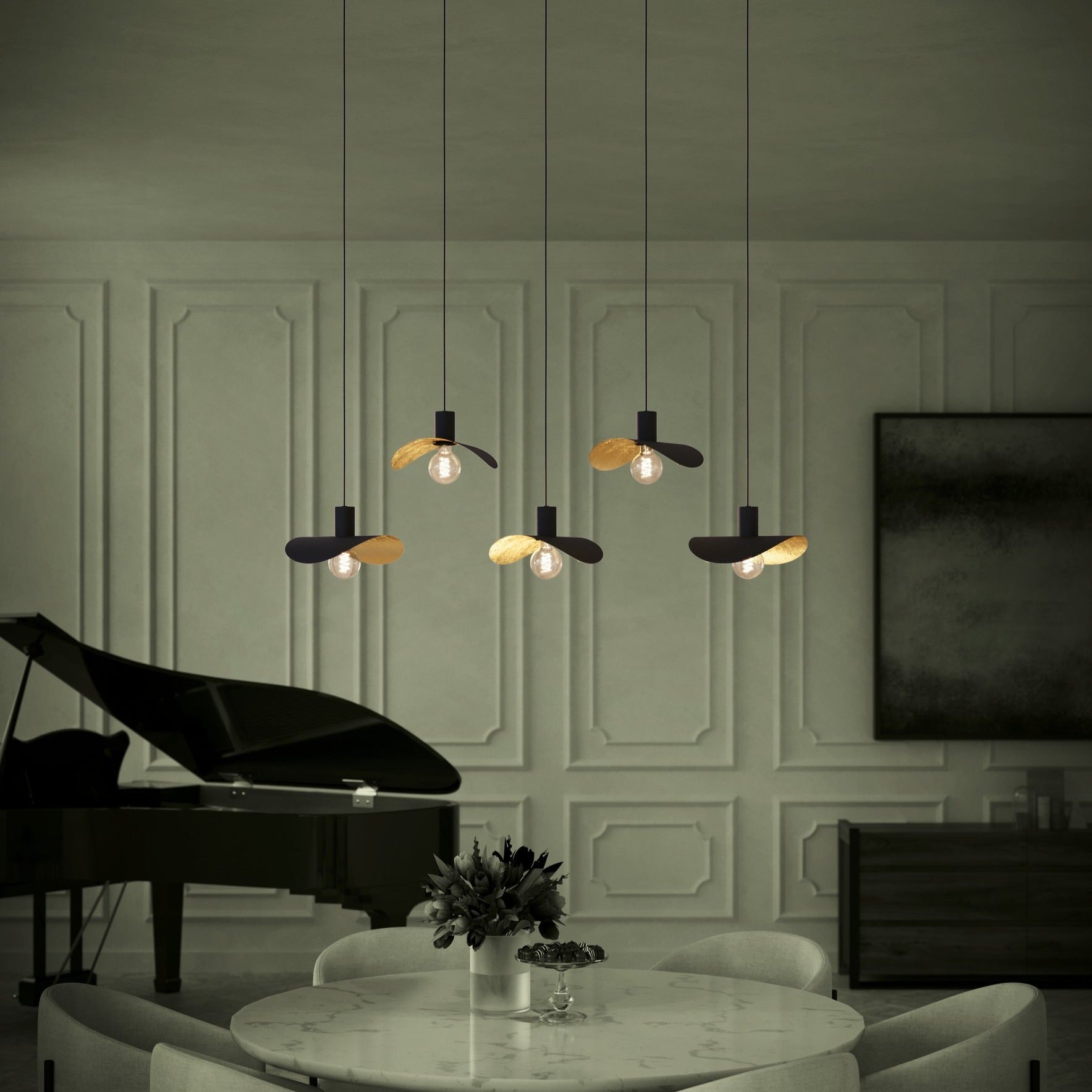 Lustra NEGRU/AURIU 5xE27 SACEDA EGLO 390396 MINIMALIST DESIGN / AURIU + NEGRU / 1500x1250x290 led ceiling light