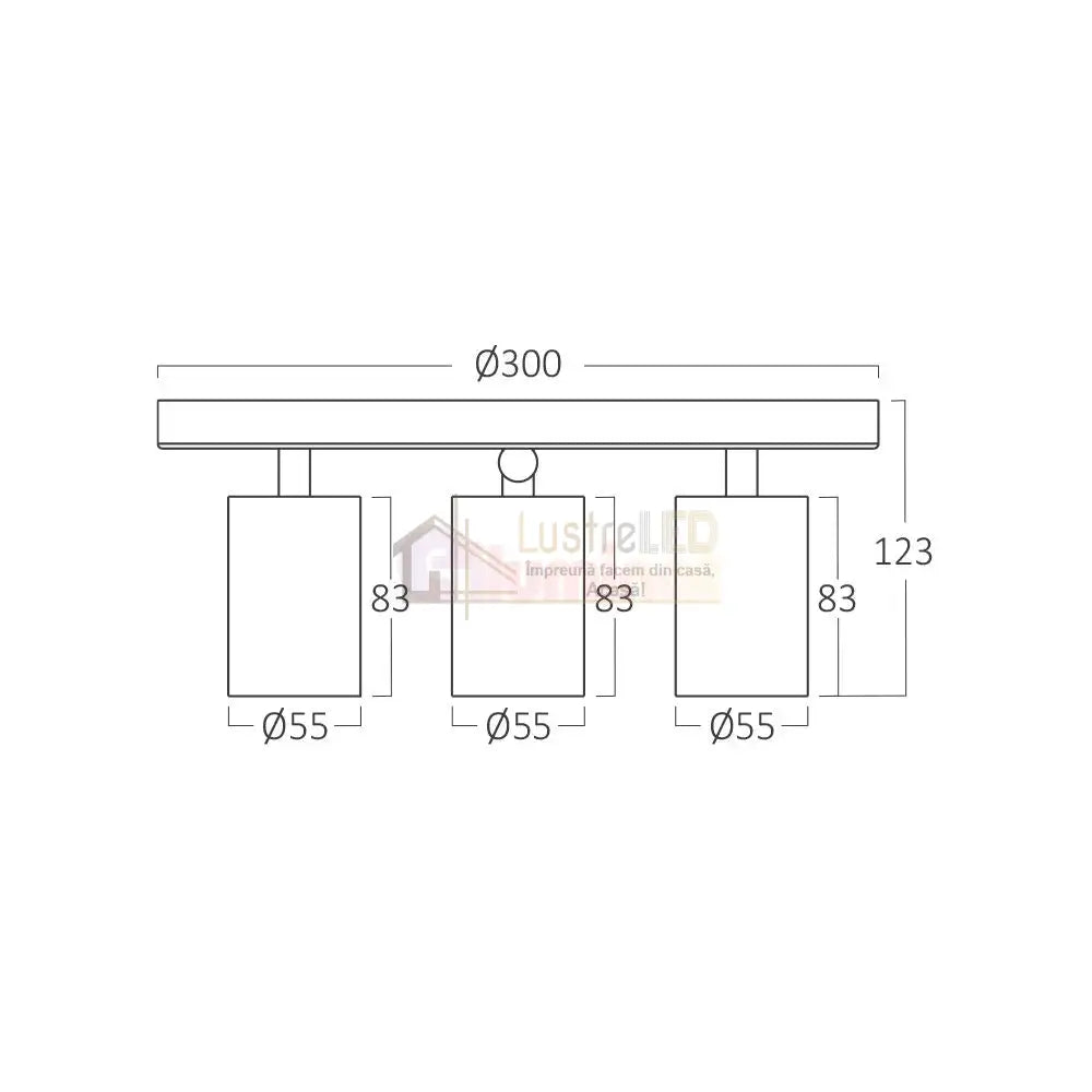 Lustra Negru & Auriu cu 3 Spoturi Reglabile Suport Rotund 3xGU10 Lighting Fixtures