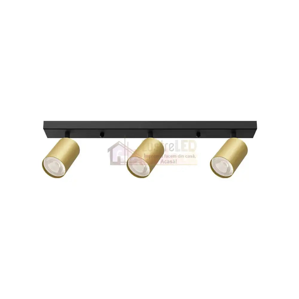 Lustra Negru & Auriu Liniara cu 3 Spoturi Reglabile 3xGU10 Lighting Fixtures