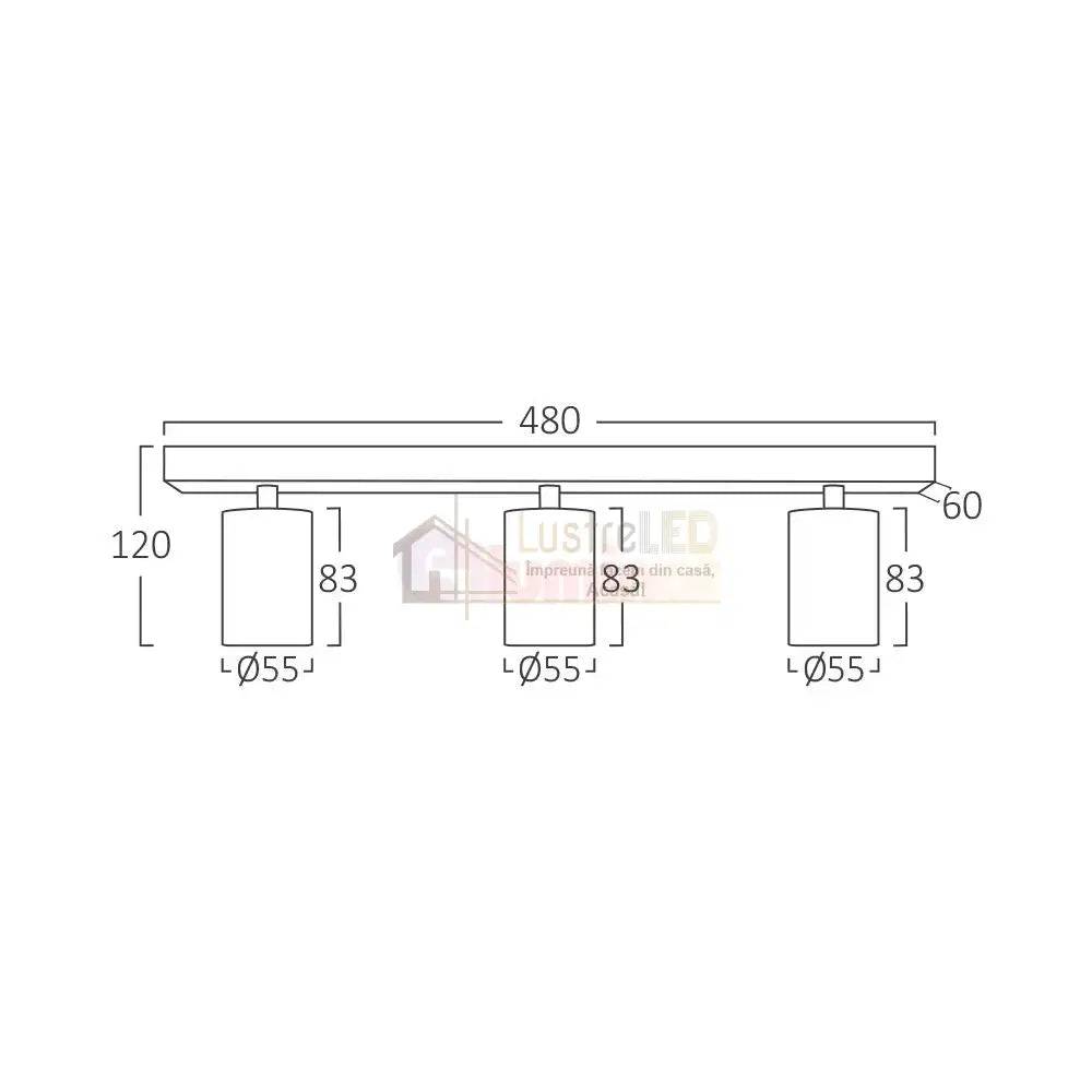 Lustra Negru & Auriu Liniara cu 3 Spoturi Reglabile 3xGU10 Lighting Fixtures