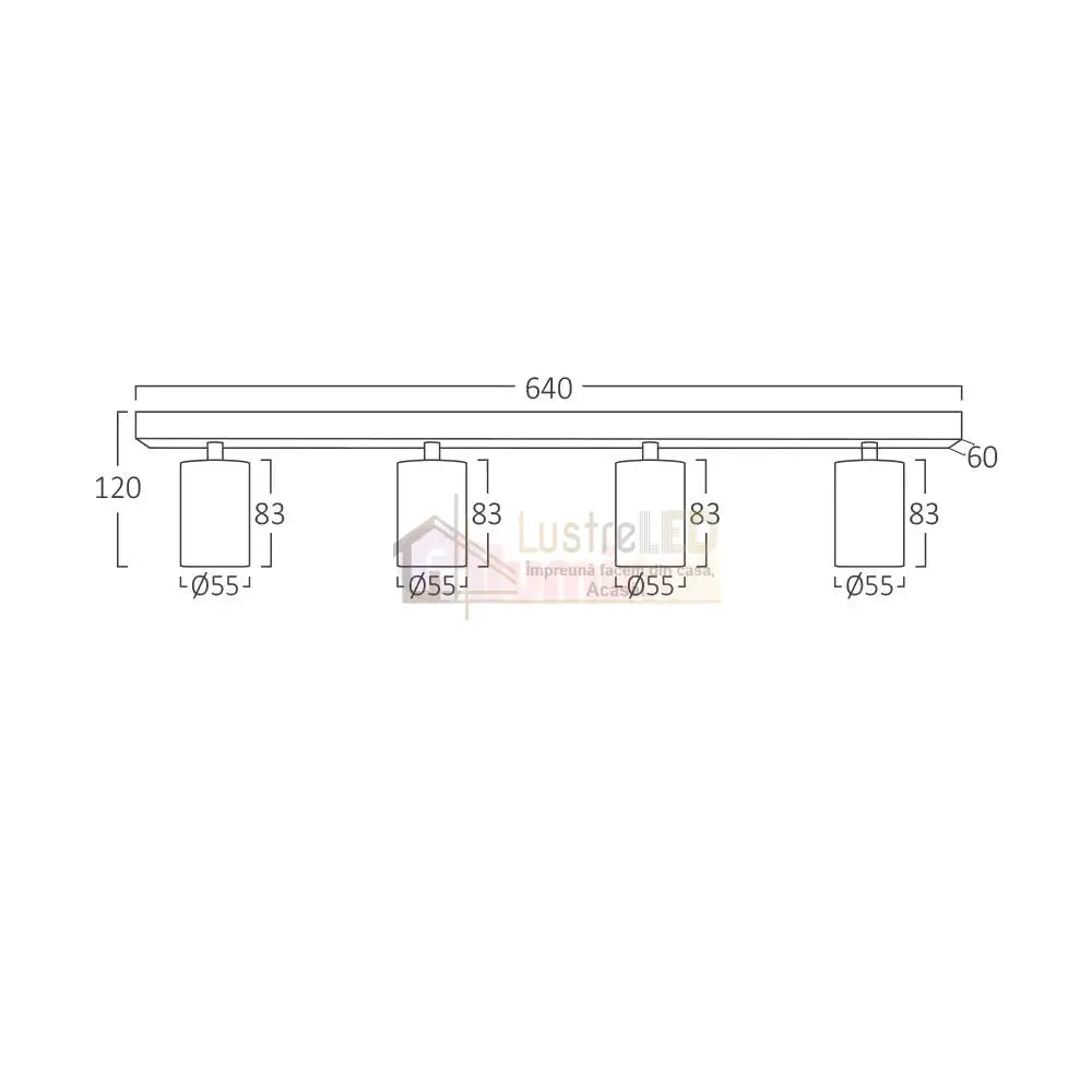 Lustra Negru & Auriu Liniara cu 4 Spoturi Reglabile 4xGU10 Lighting Fixtures