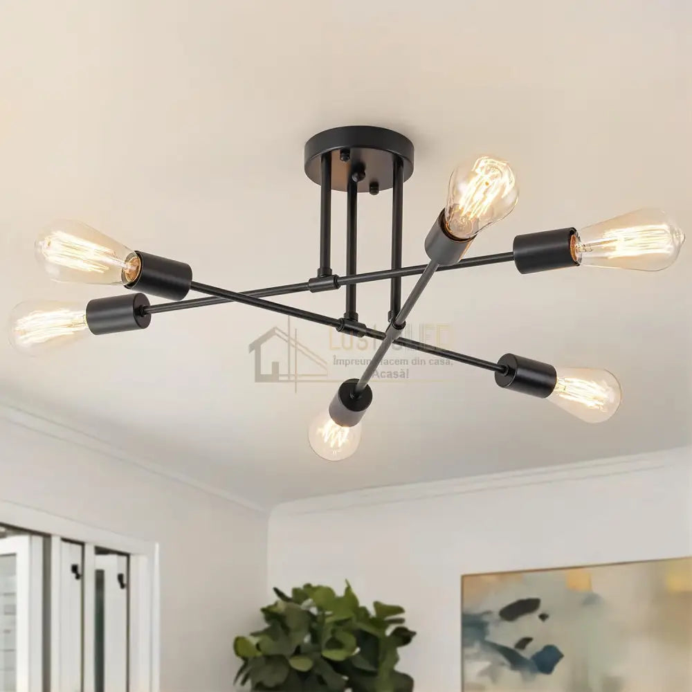 Lustra Retro Black 6xE27 DC 301-6 BK NEAGRA / VINTAGE SI RETRO DESIGN Lighting Fixtures