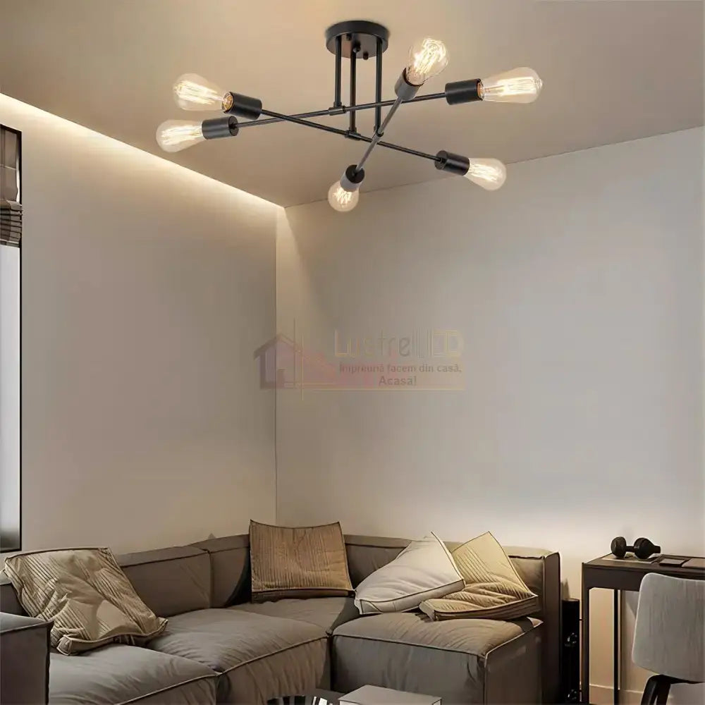 Lustra Retro Black 6xE27 DC 301-6 BK NEAGRA / VINTAGE SI RETRO DESIGN Lighting Fixtures