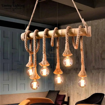 Lustra Retro Design Bamboo 6Xe27 Lighting Fixtures