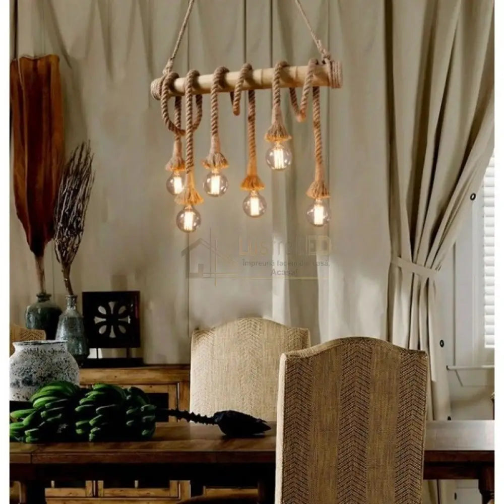 Lustra Retro Design Bamboo 6Xe27 Lighting Fixtures