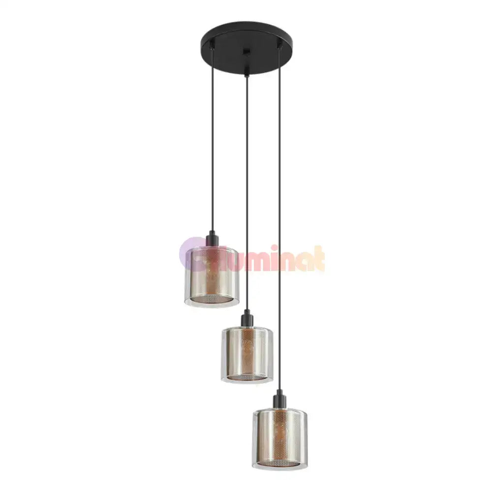 Lustra Suspendata 3xE14 Black Elegance Sticla lustreled.ro