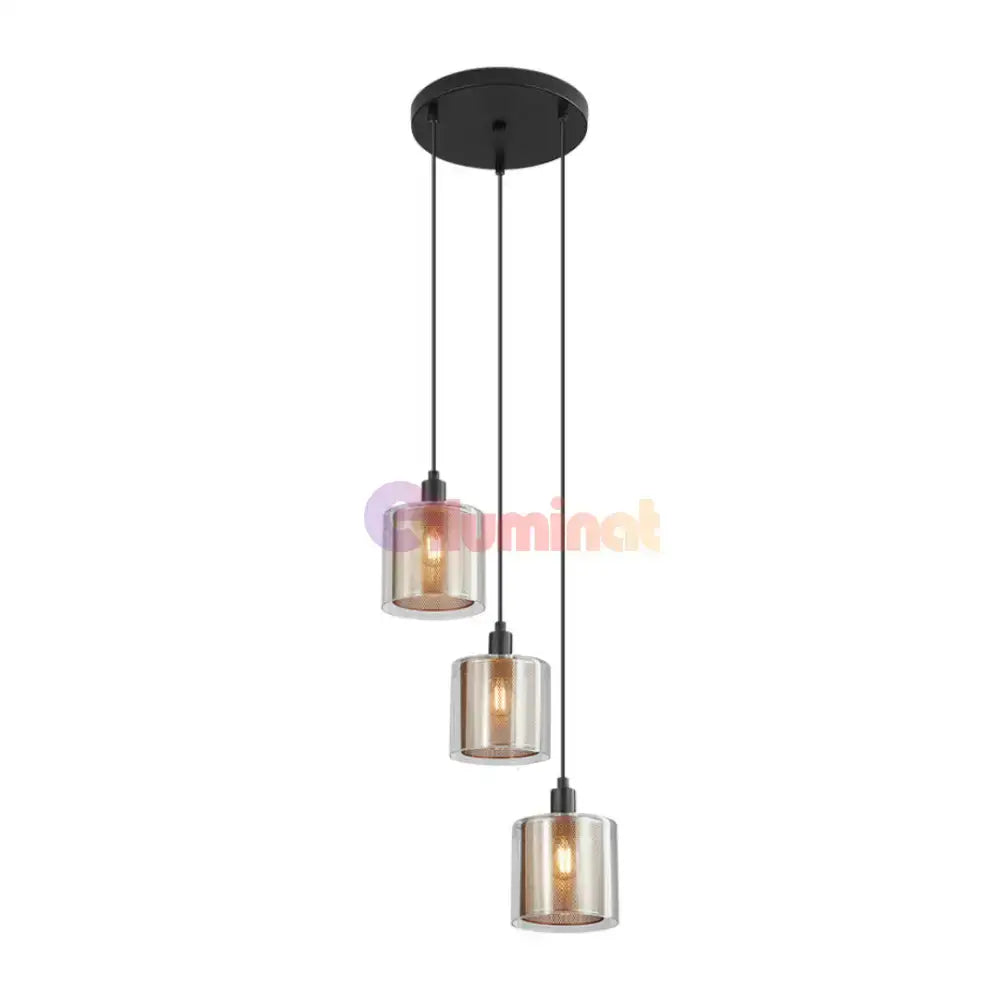 Lustra Suspendata 3xE14 Black Elegance Sticla lustreled.ro