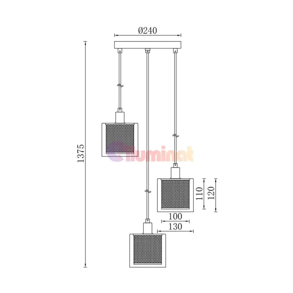 Lustra Suspendata 3xE14 Black Elegance Sticla lustreled.ro