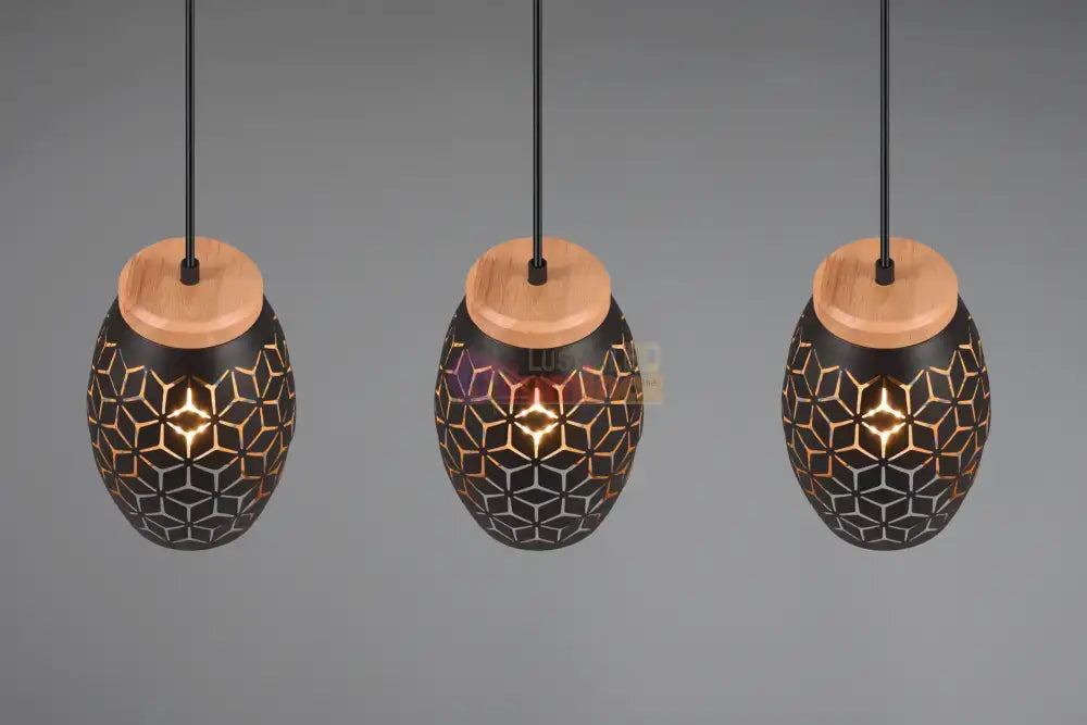 Lustra Suspendata 3xE27 BIDAR Neagra NEAGRA / VINTAGE SI RETRO DESIGN Lighting Fixtures
