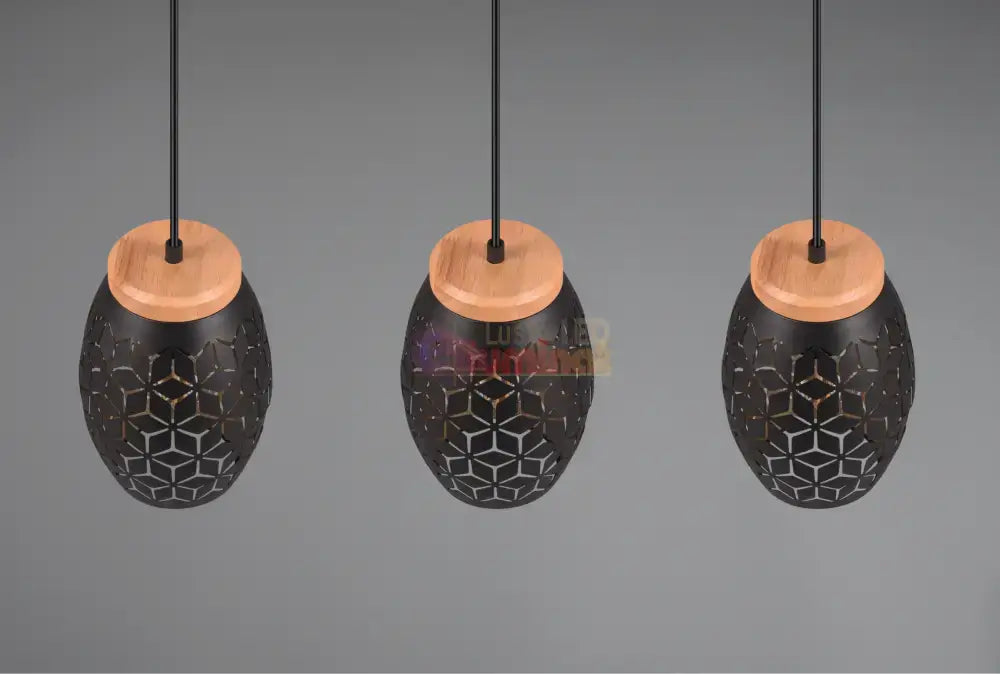 Lustra Suspendata 3xE27 BIDAR Neagra NEAGRA / VINTAGE SI RETRO DESIGN Lighting Fixtures