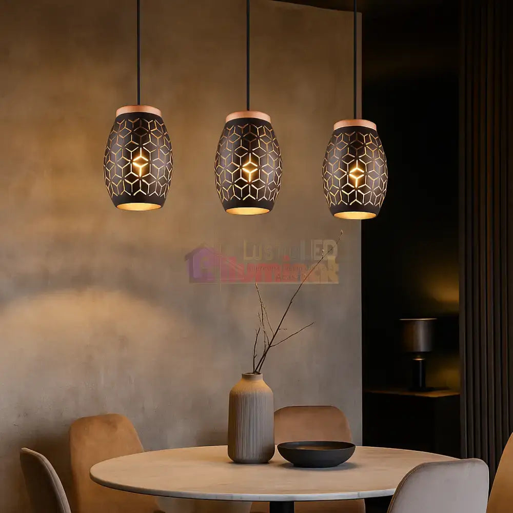 Lustra Suspendata 3xE27 BIDAR Neagra NEAGRA / VINTAGE SI RETRO DESIGN Lighting Fixtures
