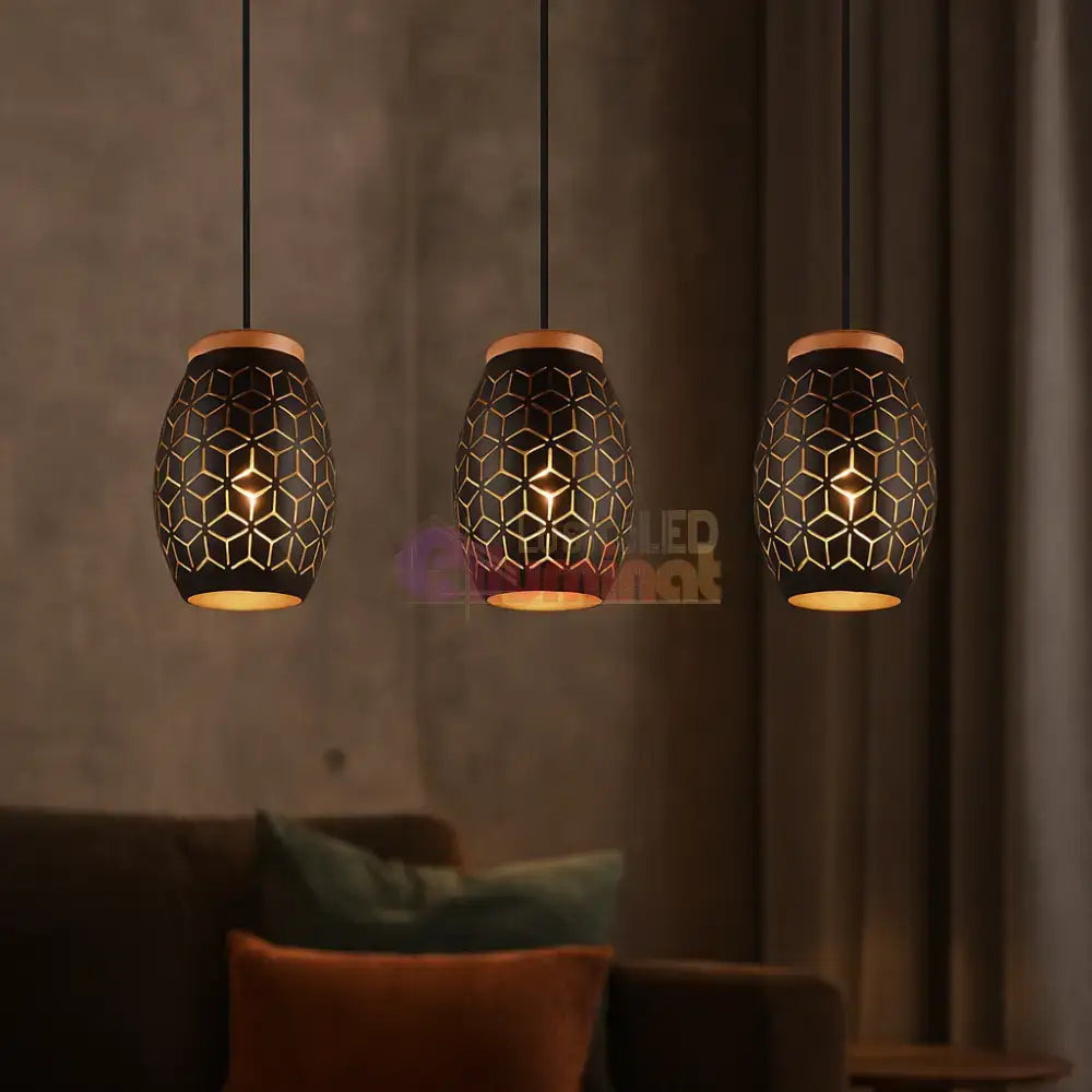Lustra Suspendata 3xE27 BIDAR Neagra NEAGRA / VINTAGE SI RETRO DESIGN Lighting Fixtures