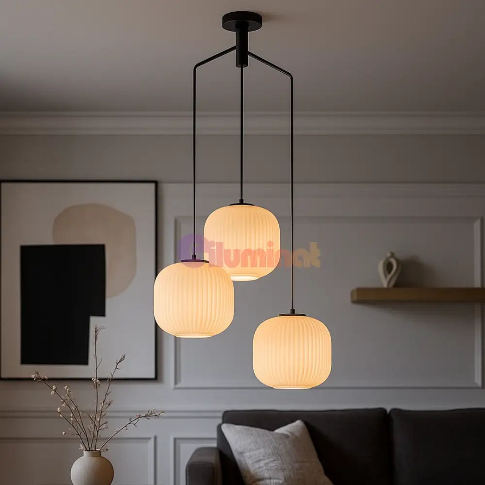 Lustra Suspendata INFESTO GLASS Vintage Suport Rotund 3xE27