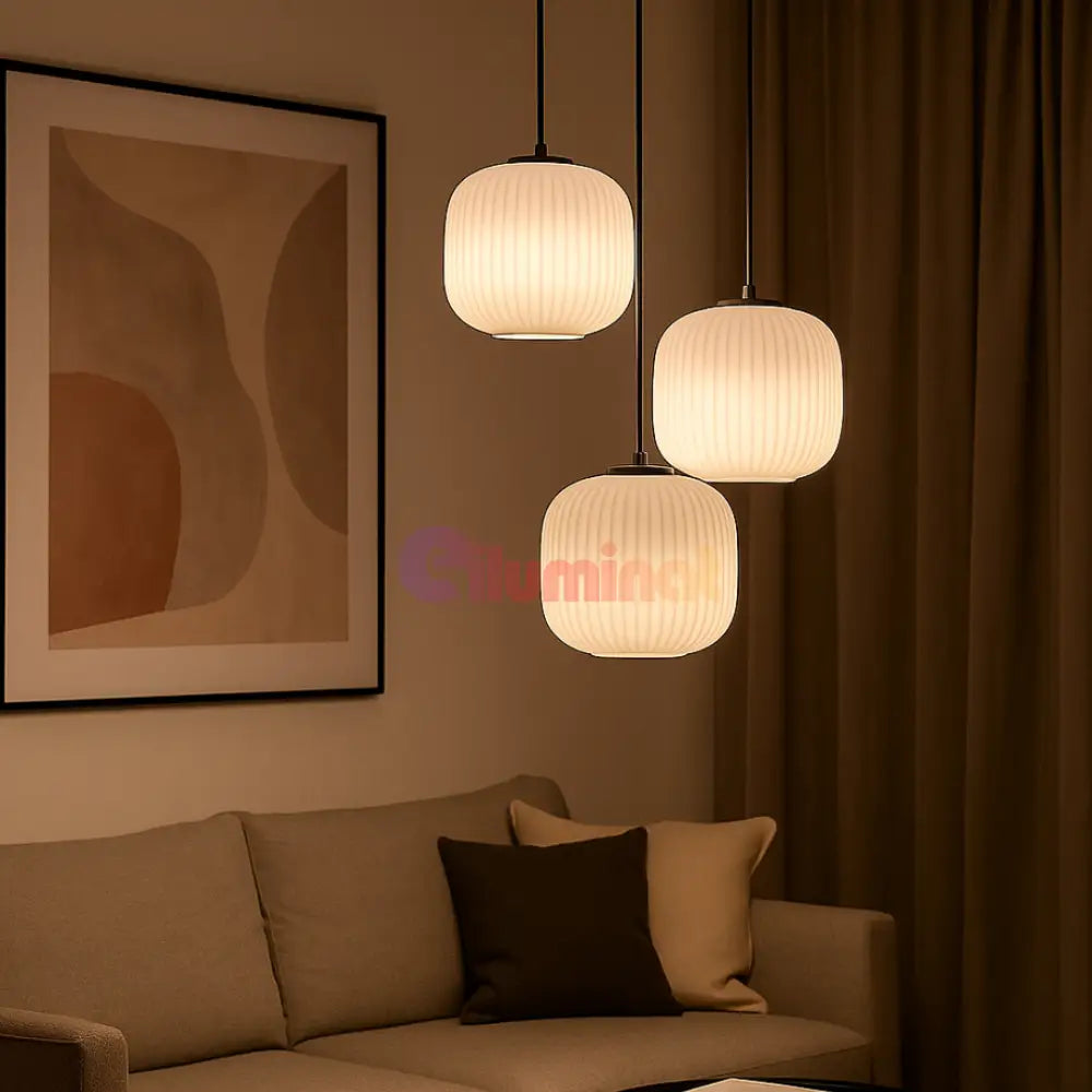 Lustra Suspendata INFESTO GLASS Vintage Suport Rotund 3xE27