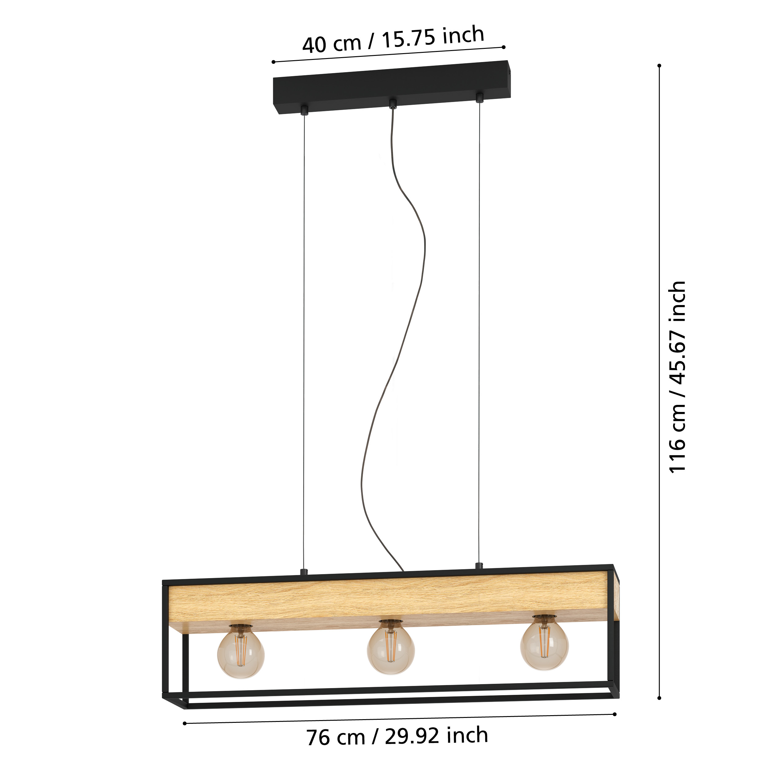 Lustra Suspendata 3xE27 LIBERTAD 1 EGLO 900349 NEAGRA / VINTAGE SI RETRO DESIGN Lighting Fixtures