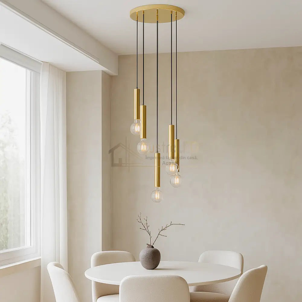 Lustra Suspendata GOLDEN DROP 5xE27 lustreled.ro