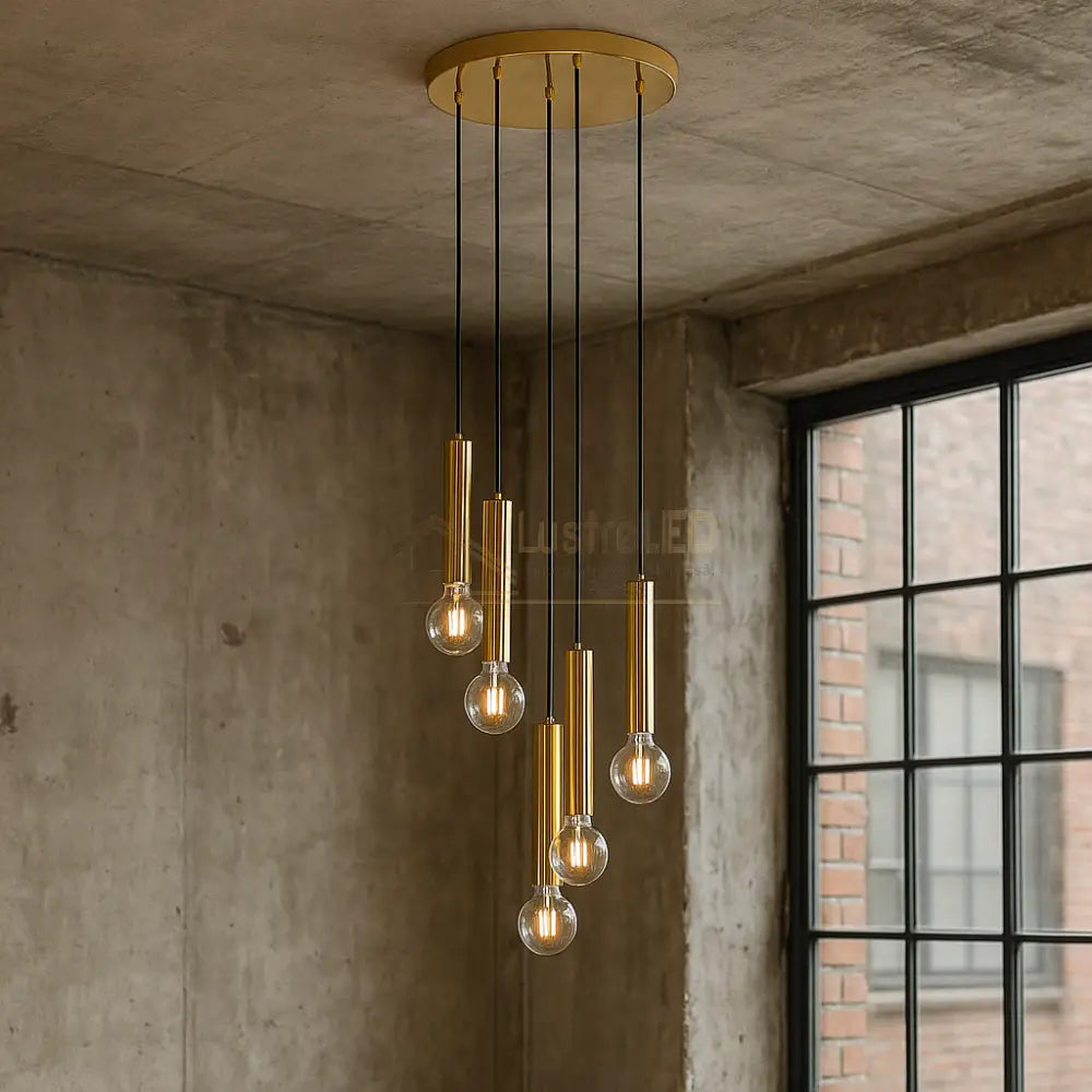 Lustra Suspendata GOLDEN DROP 5xE27 lustreled.ro