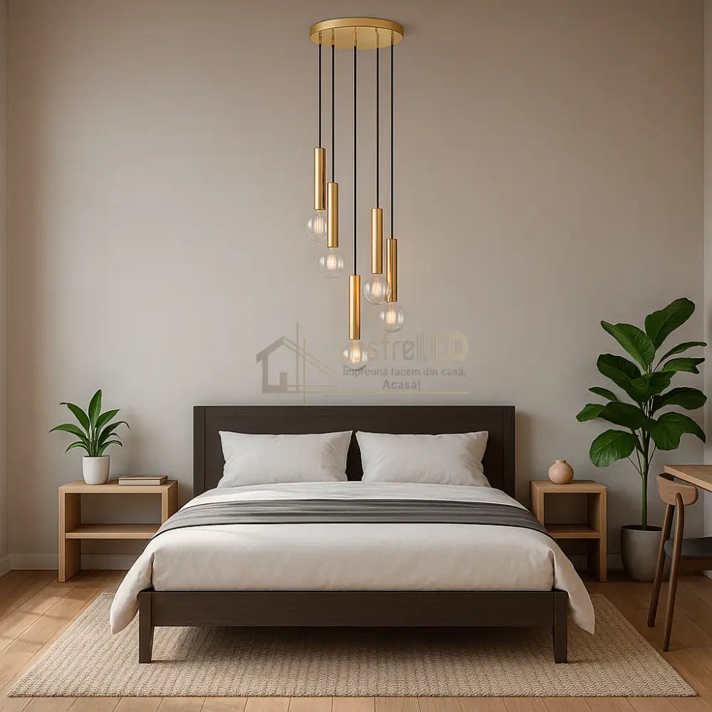 Lustra Suspendata GOLDEN DROP 5xE27 lustreled.ro
