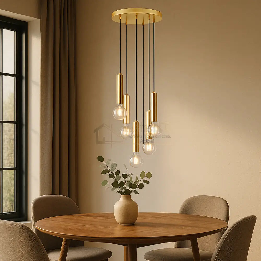 Lustra Suspendata GOLDEN DROP 5xE27 lustreled.ro