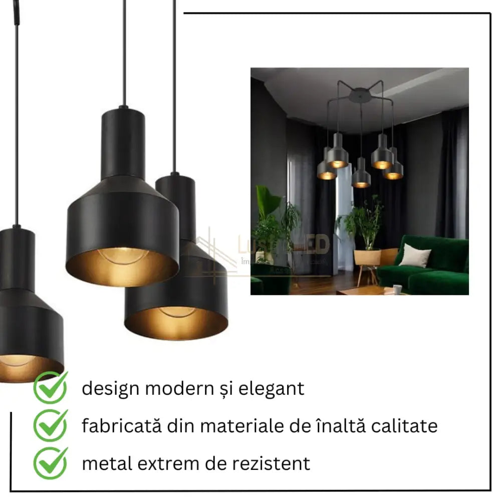 Lustra Suspendata 5Xe27 Arcane Black Chandeliers