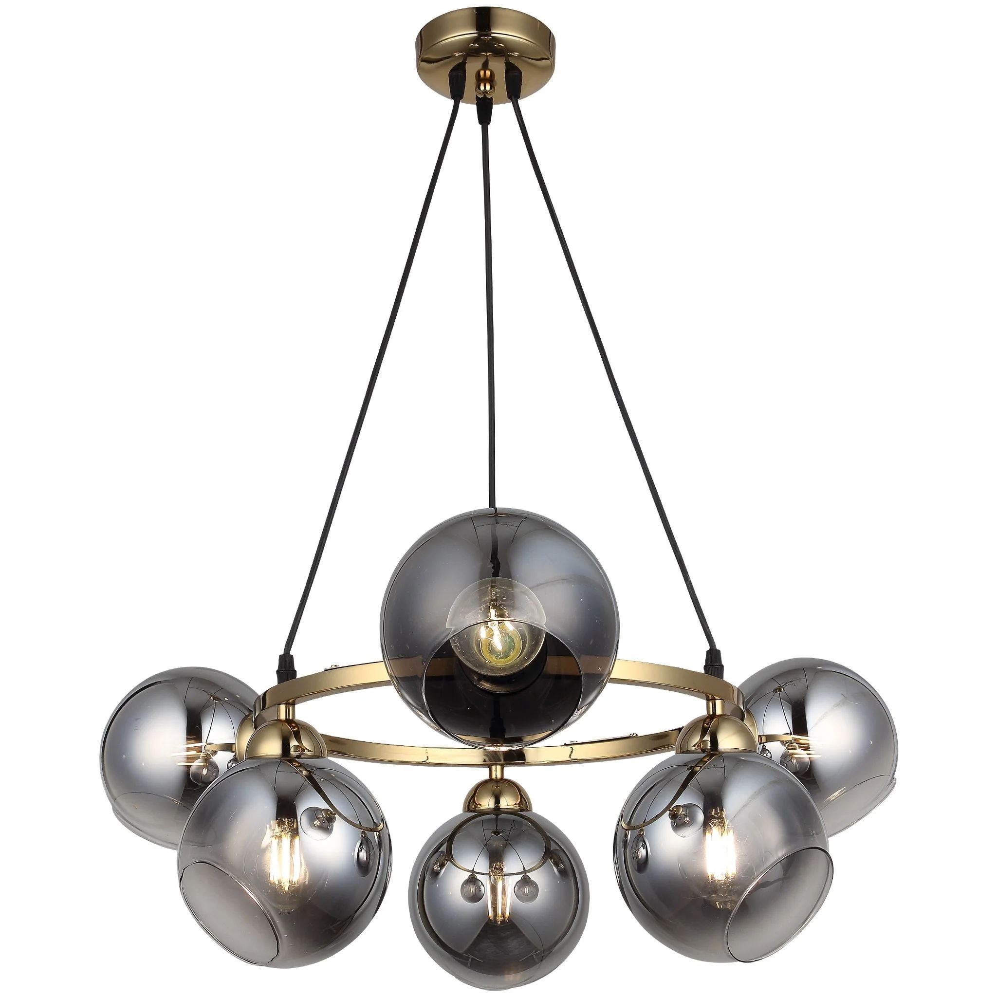 Lustra Abajur Fumuriu Gold 6Xe27 Mx399-6 Chandeliers