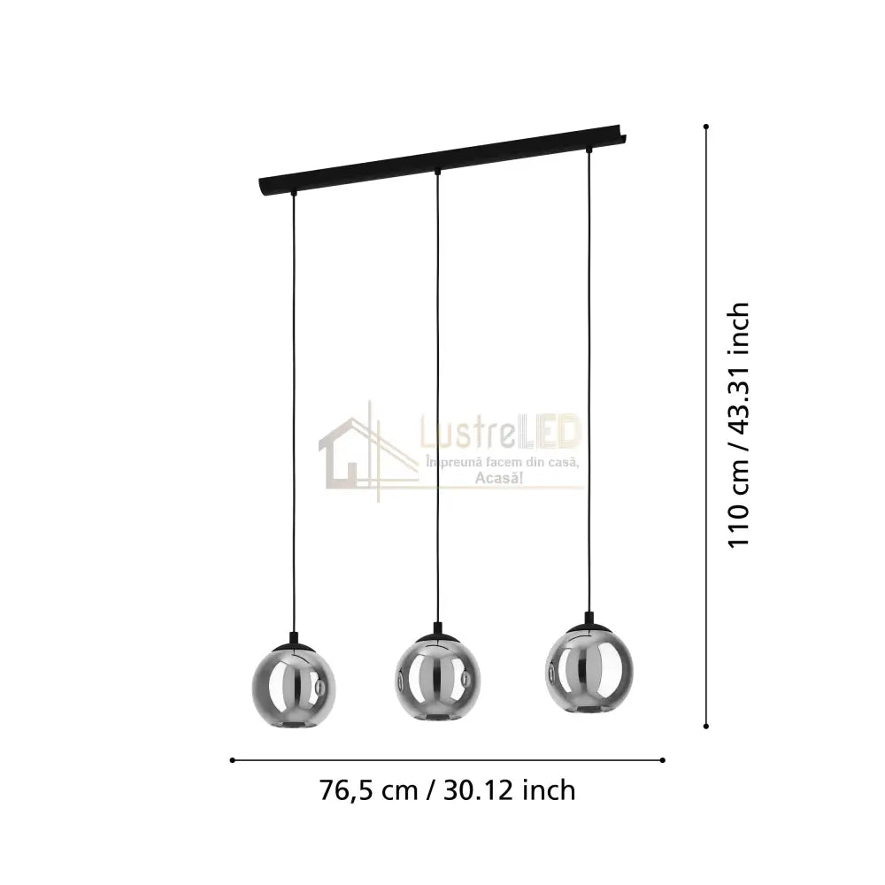 Lustra Suspendata ARISCANI 3xE27 Black 76.5CM Chandeliers