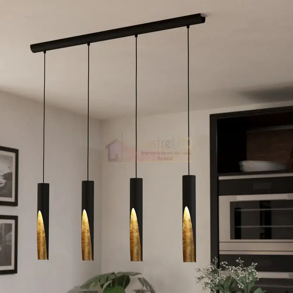 Lustra Suspendată BARBOTTO Black & Gold 110CM NEGRU + AURIU / SUSPENDATE / 110CM Chandeliers